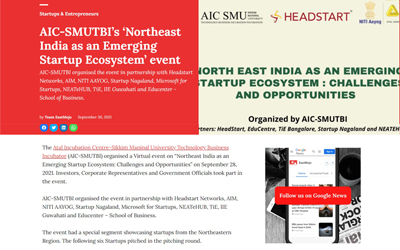 aAharan was selected for AIC-SMUTBI’s ‘Northeast India as an Emerging Startup Ecosystem’ event