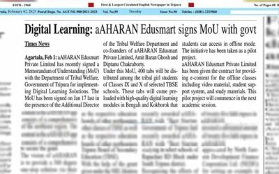aAHARAN Edusmart signs MoU with Govt. of Tripura